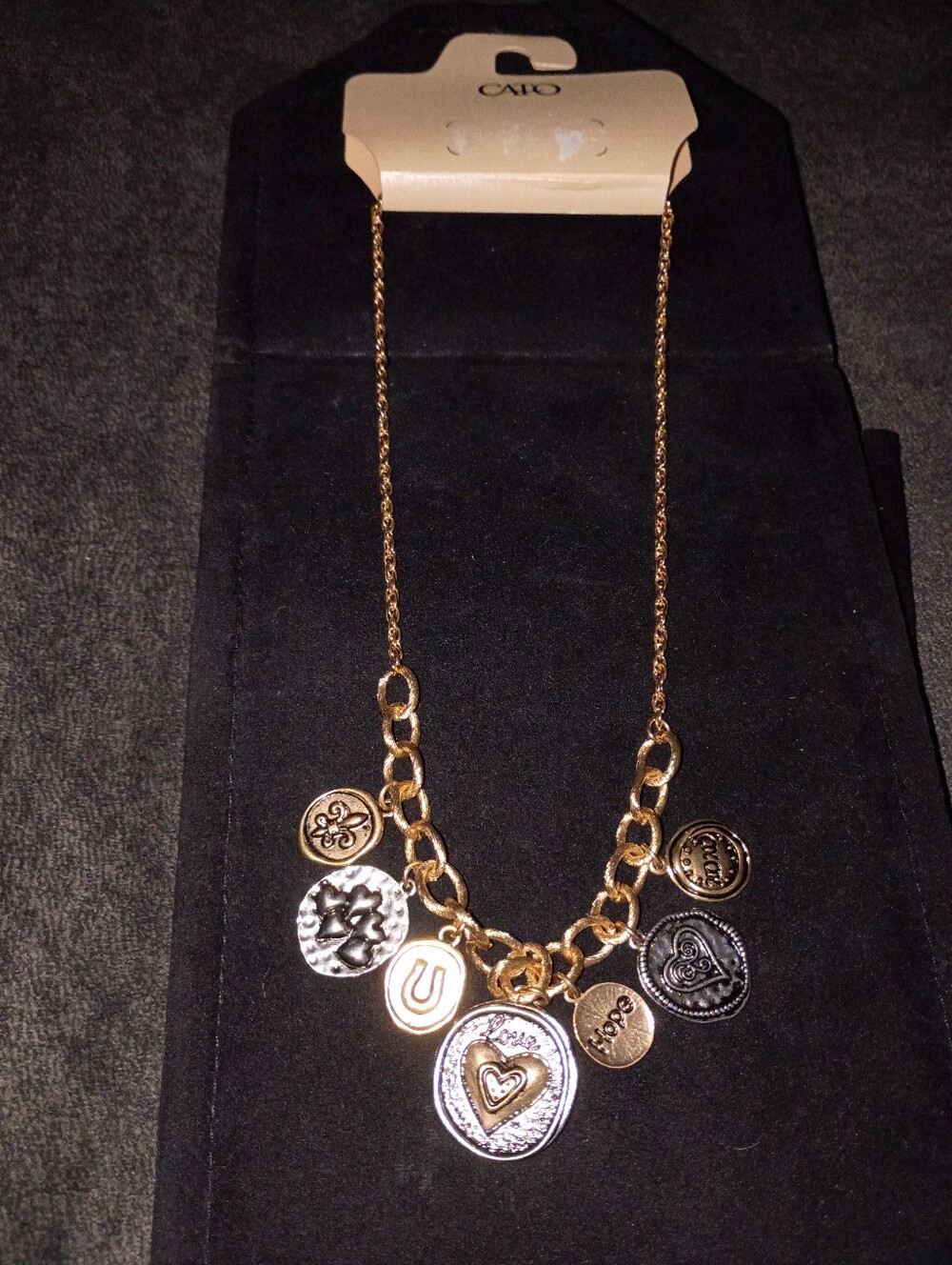 Cato Mixed Metal Charm Necklace in Gold and Silver